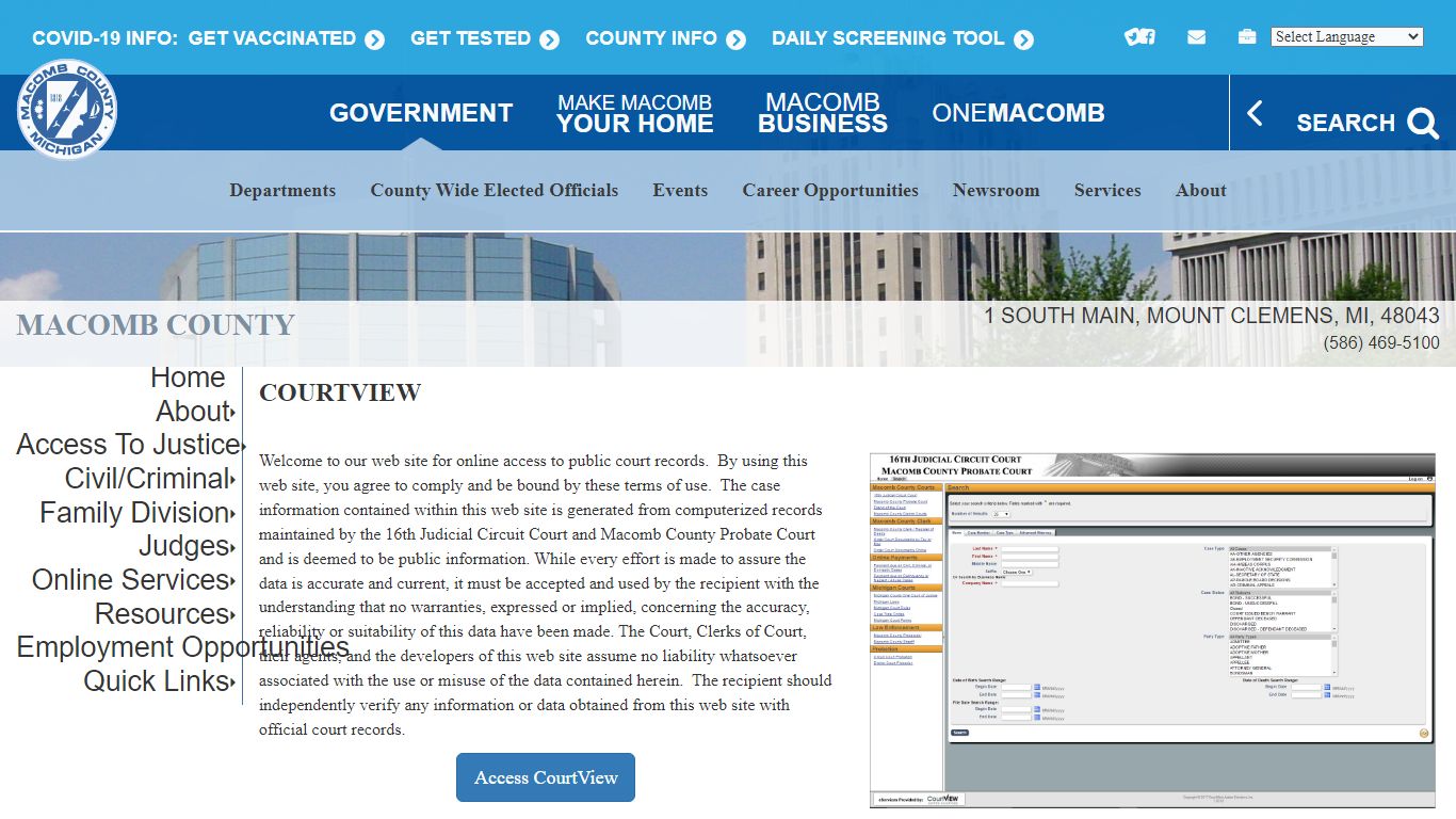 Circuit Court -Case Look Up | Macomb County