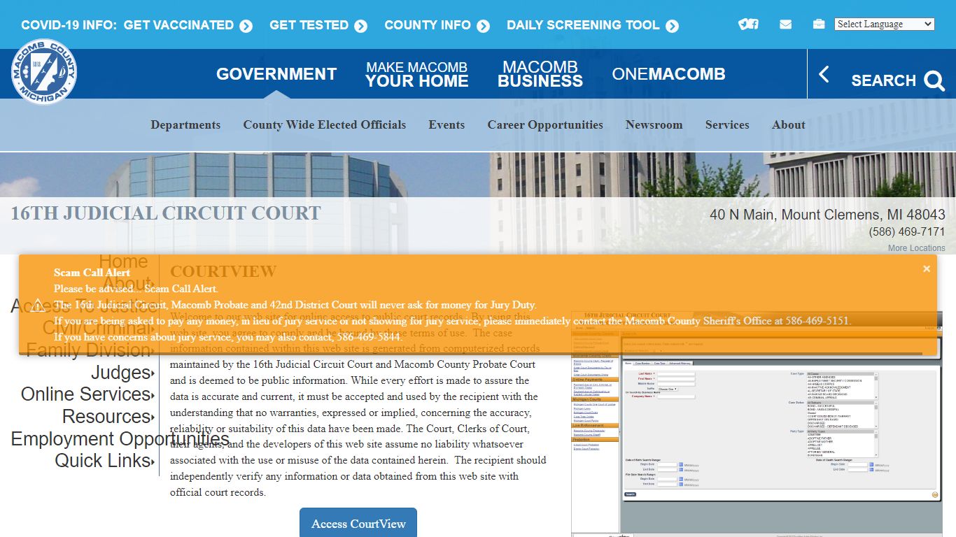 Circuit Court -Case Look Up | Macomb County